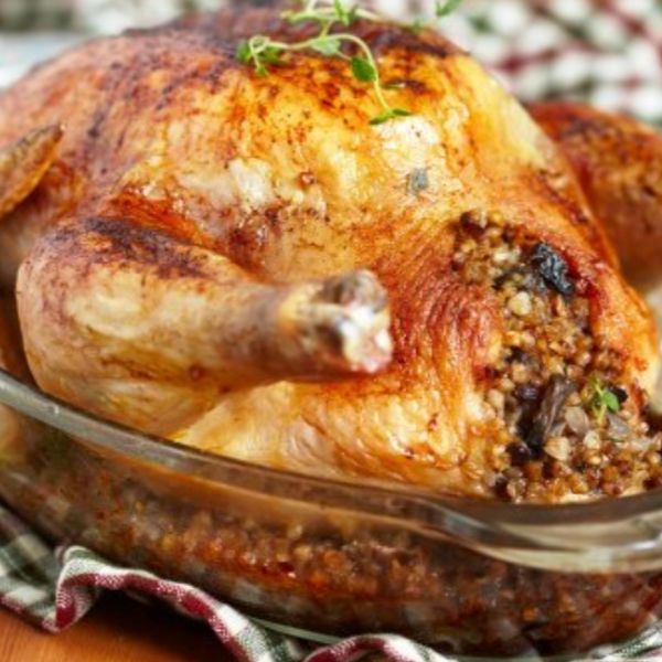 Roasted Rice Stuffed Whole Chicken