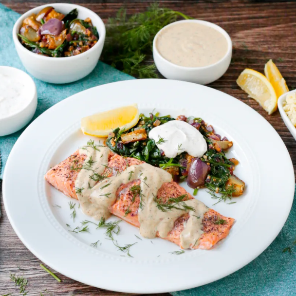 Salmon Bowls With Lemon-Tahini Sauce