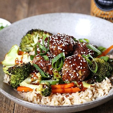 Korean Barbecue Beef Meatball Bowl
