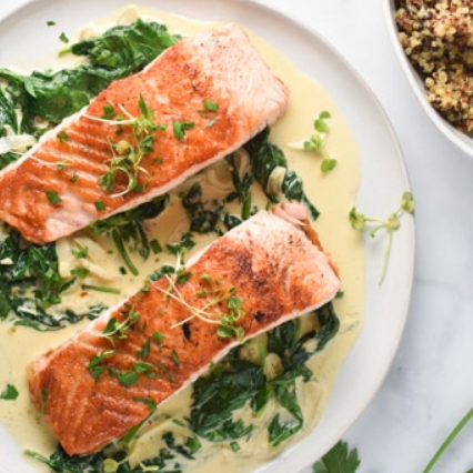 Salmon Florentine w/Roasted Asparagus