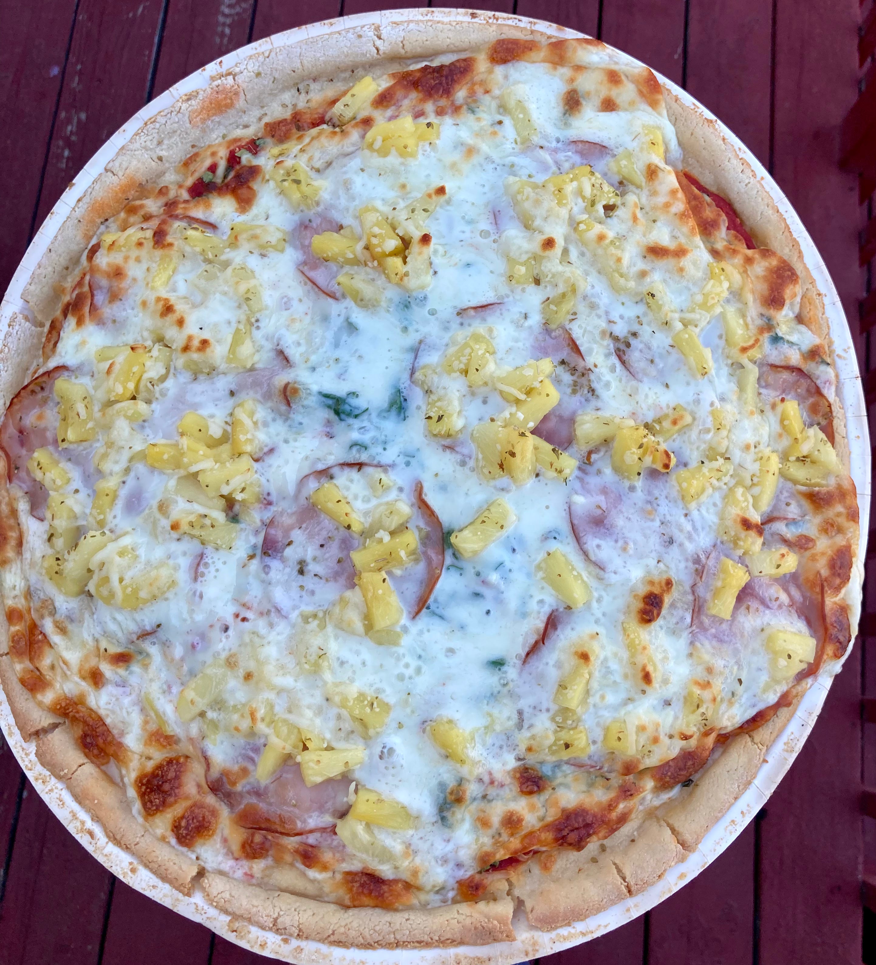 Family Take & bake Hawaiian Spinach Pizza (gf)