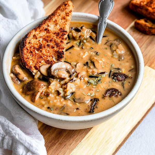 Creamy Chicken & Mushroom Wild Rice Soup